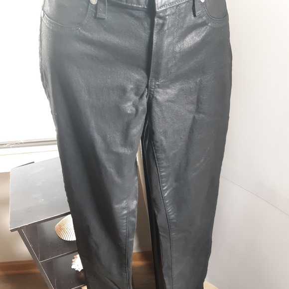 PAIGE Denim - 🔥SOLD🔥PAIGE peg skinny black faux leather jeans